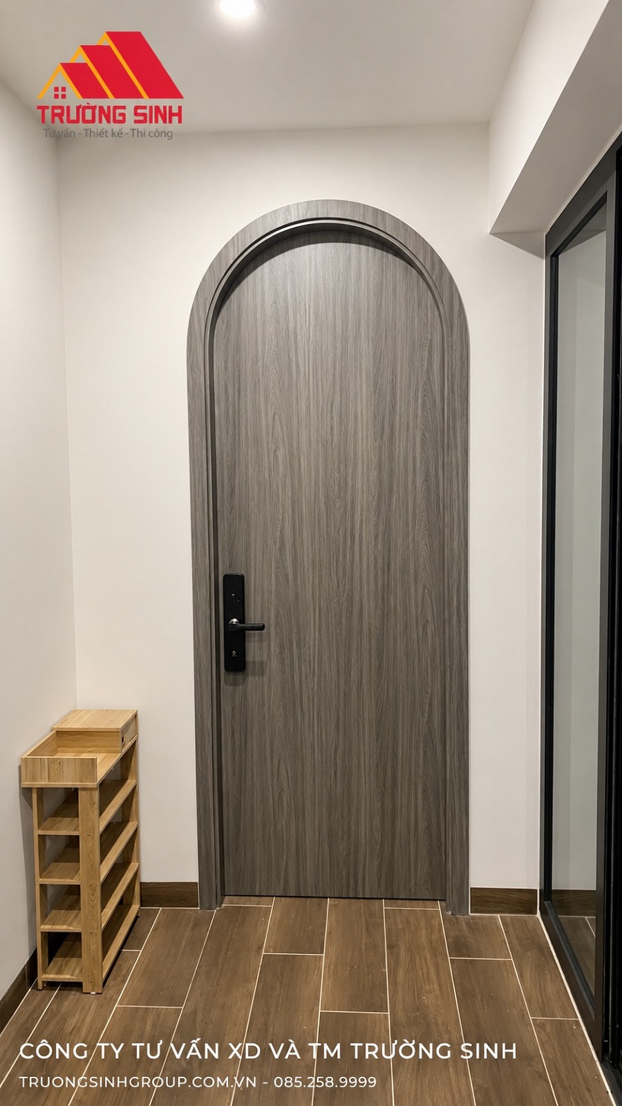 Cửa vòm Composite màu ghi hiện đại